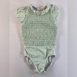 Minnow Smocked Floral One Piece Swimsuit 5/6T EUC
